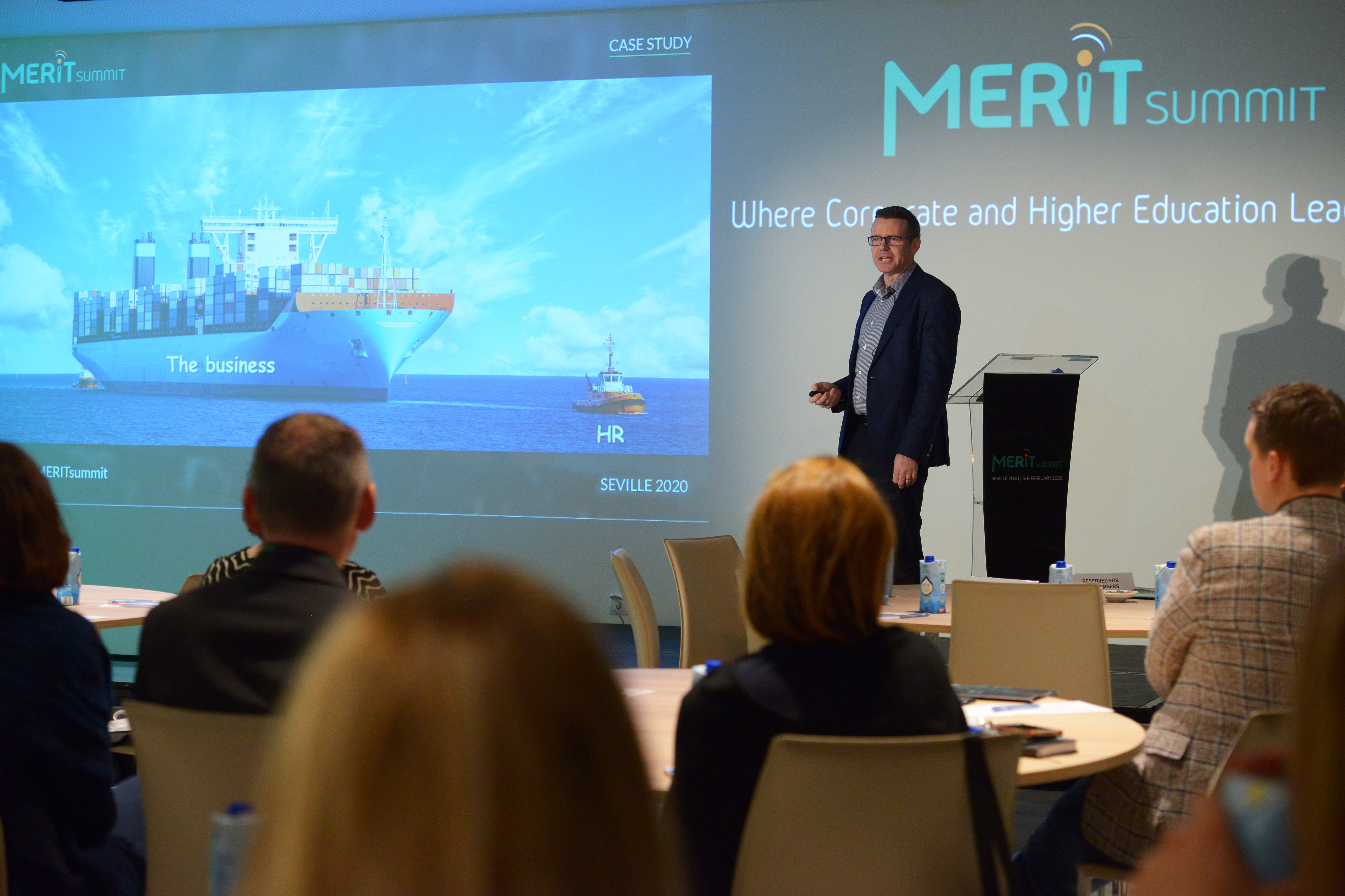 James Purvis, Head of HR, CERN, presents a case study of HR biases at the MERIT Annual Summit